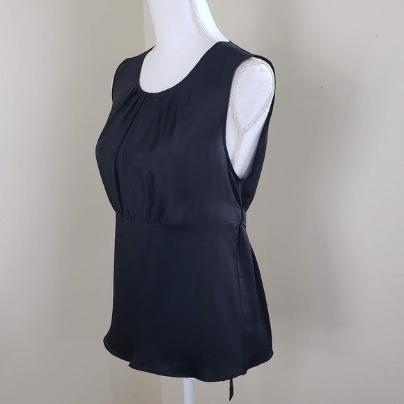 Tree Sash Tie Sleeveless Silk Blouse Black Size XS - Picture 7 of 9